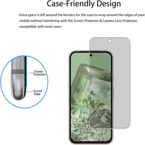 Privacy Screen Protector Designed For Google Pixel 8a Anti Spy Private Tempered Glass Film 2-Pack Camera Lens Protector Film 2-Pack in Saudi Arabia
