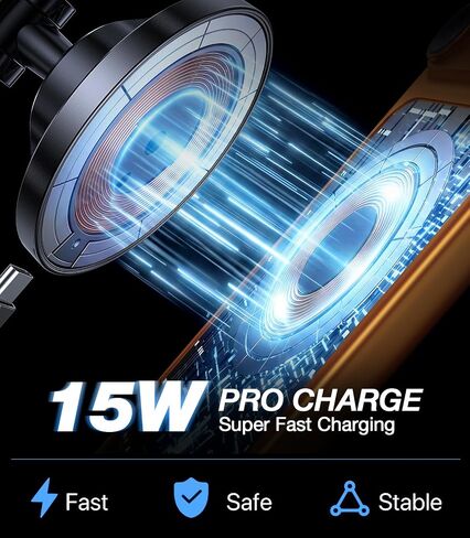 Kaistyle Magsafe Car Mount Charger 15W Faster Magnetic Wireless Car Charger in Kuwait