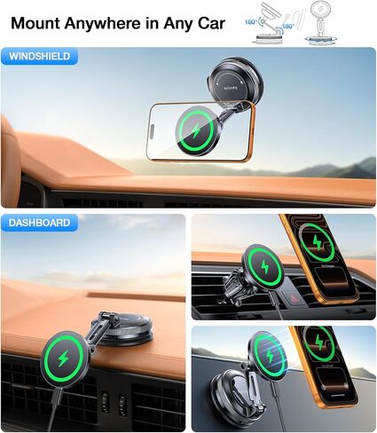 Kaistyle Magsafe Car Mount Charger 15W Faster Magnetic Wireless Car Charger in Kuwait