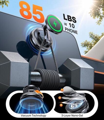 Kaistyle Magsafe Car Mount Charger 15W Faster Magnetic Wireless Car Charger in Kuwait