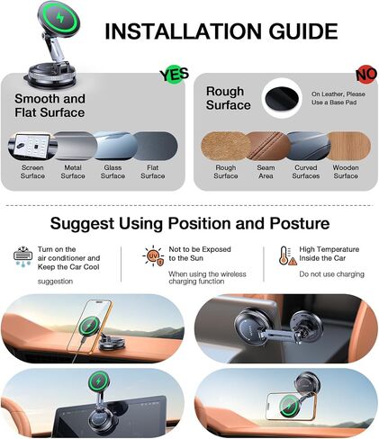 Kaistyle Magsafe Car Mount Charger 15W Faster Magnetic Wireless Car Charger in Kuwait