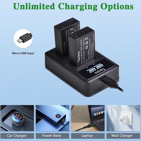 Tectra 2-Pack EN-EL20A Battery + Charger for Nikon Coolpix P1100,P1000,P950 in Kuwait