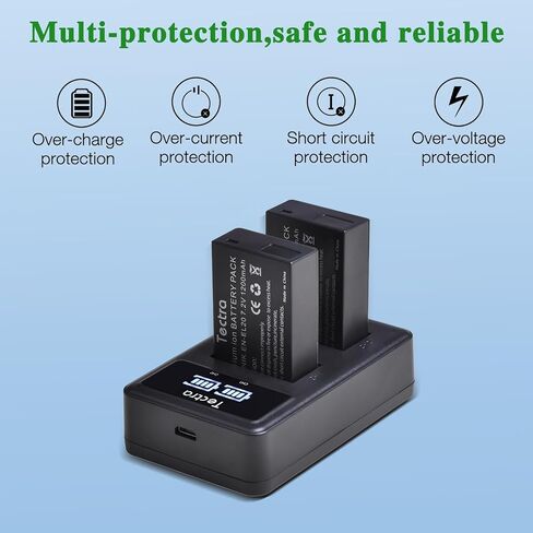 Tectra 2-Pack EN-EL20A Battery + Charger for Nikon Coolpix P1100,P1000,P950 in Kuwait