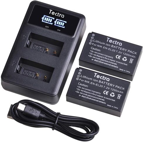 Tectra 2-Pack EN-EL20A Battery + Charger for Nikon Coolpix P1100,P1000,P950 in Kuwait