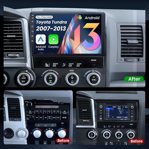 Car Radio Stereo Upgrade for Toyota Tundra 2007-2013 for Sequoia 2008-2018, Android 15 10 inch IPS Head Unit, Wireless CarPlay Android Auto GPS WiFi6 Bluetooth5.0 SWC FM Backup Camera in Saudi Arabia
