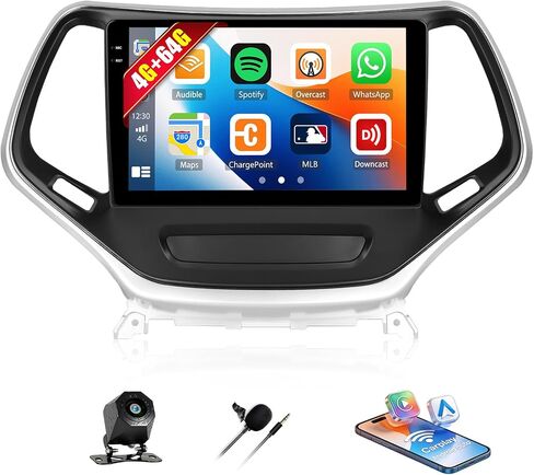 SIXTOP 4G+64G Android Car Stereo Radio for Jeep Cherokee Sport 2014-2018 Wireless CarPlay Android Auto Bluetooth 5.0 GPS Navigation 10.1 Inch HD Touch Screen FM/RDS WiFi 32EQ SWC AHD Backup Camera in Saudi Arabia