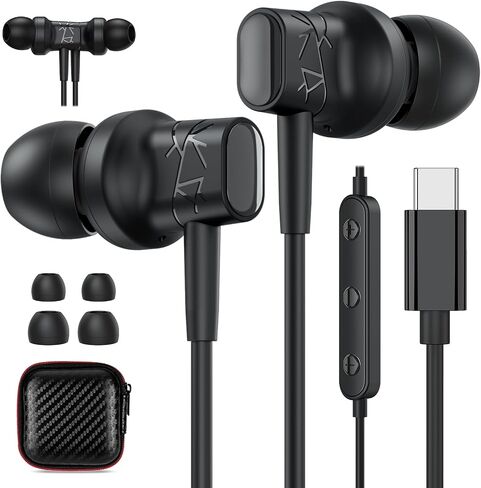 USB C in Ear Earbuds with Microphone for iPhone 17 Pro 16 15， Black in Saudi Arabia