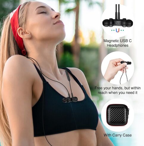 USB C in Ear Earbuds with Microphone for iPhone 17 Pro 16 15， Black in Saudi Arabia