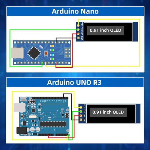 5 Pcs 0.91 Inch I2C OLED Display Module, 128x32 Pixel SSD1306 Luminous OLED Screen Board Compatible with Arduino Raspberry Pi ESP32 (White) in Kuwait