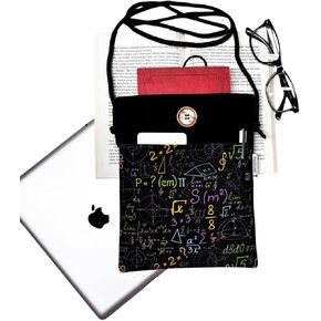 SODEF Linen Cotton Blend Tablet Sleeve Case Black Mathematics Print, Casual Daily Use, Unisex Design - Black in Kuwait