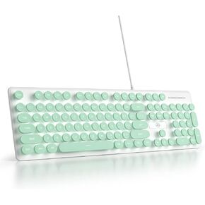 Typewriter Keyboard 104-key Punk Gaming Retro Keyboard LED White Backlit Cute Keyboard with Wired USB Suitable for PC/Win/Mac/Laptop Computer Keyboard（Green） in Kuwait