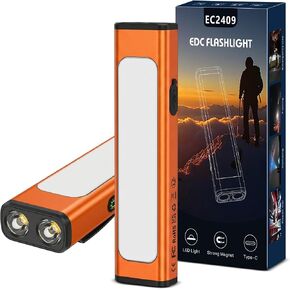 EDC Flat Flashlight Rechargeable, 1200 Lumens USB-C (Black, 2PCS) in Kuwait