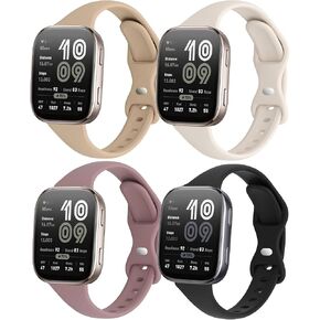 Slim Silicone Watch Bands Compatible with Amazfit Bip 6 /Bip 5/ GTR 4 / GTR 3 / GTR 3 Pro/GTR 2 / GTR 2e, 22mm Thin Soft Narrow Sport Strap for Amazfit Cheetah Pro/Balance Women (4 Pack) in Saudi Arabia