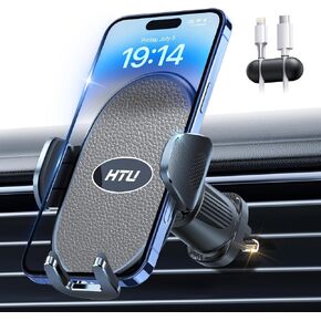 HTU 【Military-Grade】 Car Phone Holder,【Strongest & Longest Steel-Hook】 Car Vent Mount, Handsfree 360° Adjustable Automobile Cradle Air Clip Stand for iPhone 17 16 15 14 Pro Max Samsung (Dark Grey) in Kuwait