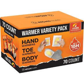 Hand Warmers Variety Set - 70 Count Ultimate Value Pack – 10 XL Body Warmers, 10 Pairs Hand Warmers, 20 Pairs Toe Warmers with Adhesive – Air Activated Heat Packs for Cold Weather and Outdoors in Saudi Arabia
