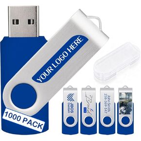 1000 Pack Custom USB Flash Drives 8GB USB 2.0,Bulk Personalized Thumb Drives with Logo for Business, Events, Text or Image Printing, JBOS Customized Memory Sticks-Light Blue in Saudi Arabia