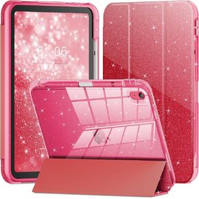 INFILAND for iPad A16 11th Generation Case 11 Inch 2025 /iPad 10th Generation Case 10.9 Inch 2022, Glitter Cute Clear Protective Cover, Pencil Holder, Airbag Shockproof Bumper(Pink) in Saudi Arabia