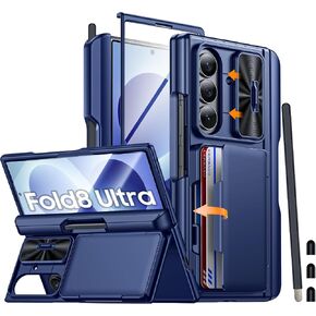 CENMASO for Samsung Galaxy Z Fold 8 Ultra Case with Card Holder [RFID Blocking] Camera Cover, Hinge Protection, Hidden Kickstand, Screen Protector, Shockproof Case for Galaxy Z Fold 8 Ultra-Purple in Saudi Arabia