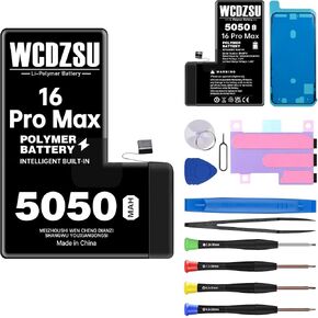 بطارية بديلة لهاتف iPhone 16 Pro Max بقدرة 5050 مللي أمبير في الساعة عالية السعة جديدة 0 دورة بطارية ليثيوم بوليمر لهاتف iPhone 16 Pro Max مع مجموعة أدوات إصلاح موديل A3084 A3295 A3297 A3296 in Kuwait