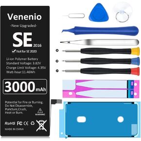 Battery for iPhone SE, [3000mAh] New 0 Cycle Ultra-High Capacity Battery Replacement for iPhone SE2016 1st Generation A1662, A1723, A1724 with Complete Repair Tool kit (Not for SE 2020) in Kuwait