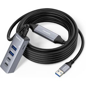 USB Hub 4 Ports with 10FT Cable, Multiple USB 2.0 Hub, USB-A Splitter for Laptop with Type C Power Port, USB Extender for Desktop, Laptop, PC, Ideal for Mouse, Keyboard, Flash Drive, U Disk, Printer in Kuwait