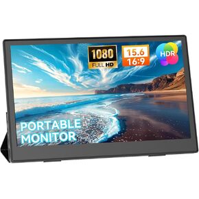 15.6 Inch Portable Monitor 1080P FHD - IPS USB-C Mini HDMI Display with Built-in Stand, External Screen for Laptop PC Mac Phone PS4 Xbox Switch, Ultra-Slim Travel Monitor for Home Office Gaming in Kuwait