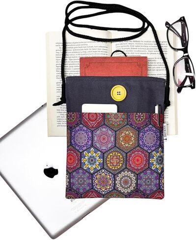 SODEF Book Tablet E-Reader Sleeve Case - Mandala Print - 100% Cotton - Purple - Casual Everyday Use - Purple, M in Kuwait