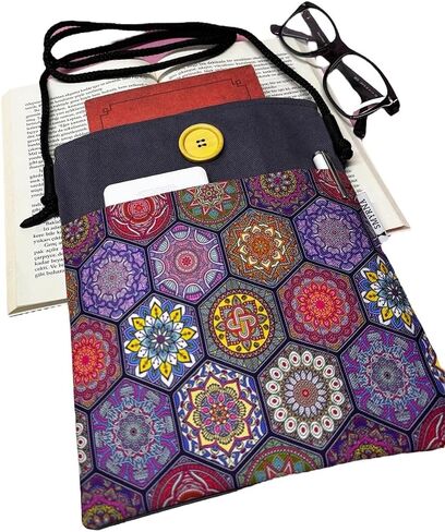 SODEF Book Tablet E-Reader Sleeve Case - Mandala Print - 100% Cotton - Purple - Casual Everyday Use - Purple, M in Kuwait