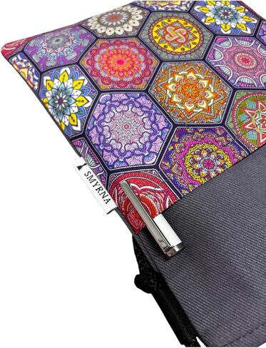 SODEF Book Tablet E-Reader Sleeve Case - Mandala Print - 100% Cotton - Purple - Casual Everyday Use - Purple, M in Kuwait