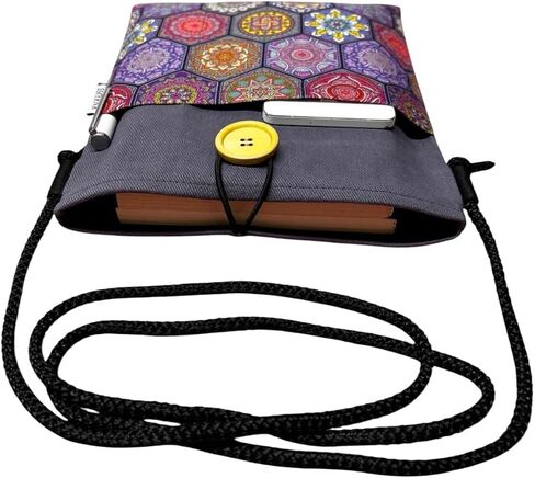 SODEF Book Tablet E-Reader Sleeve Case - Mandala Print - 100% Cotton - Purple - Casual Everyday Use - Purple, M in Kuwait