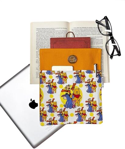 SODEF Book Tablet E-Reader Case - Teddy Bear Friends Design - Yellow - Multi-Purpose Protective Sleeve in Kuwait