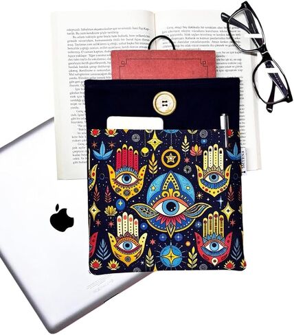 SODEF Multipurpose Sleeve Case for Tablets E-Readers and Books with Hamsa Eye Design - Fits MacBook and More - Multicolor in Kuwait