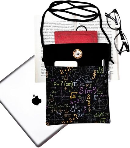 SODEF Linen Cotton Blend Tablet Sleeve Case Black Mathematics Print, Casual Daily Use, Unisex Design - Black in Kuwait
