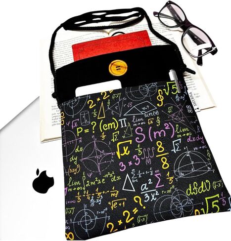 SODEF Linen Cotton Blend Tablet Sleeve Case Black Mathematics Print, Casual Daily Use, Unisex Design - Black in Kuwait