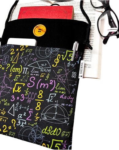 SODEF Linen Cotton Blend Tablet Sleeve Case Black Mathematics Print, Casual Daily Use, Unisex Design - Black in Kuwait