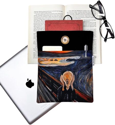 SODEF Book Sleeve/Tablet Case/Ebook Cover/Multi-Purpose Pouch for The Scream Edvard Munch Art - Black - Black in Kuwait