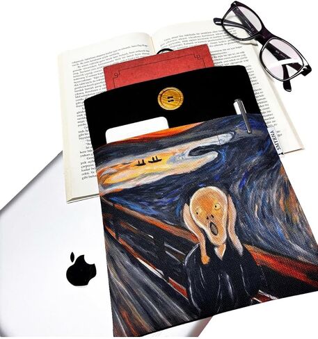 SODEF Book Sleeve/Tablet Case/Ebook Cover/Multi-Purpose Pouch for The Scream Edvard Munch Art - Black - Black in Kuwait