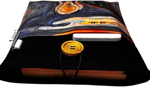 SODEF Book Sleeve/Tablet Case/Ebook Cover/Multi-Purpose Pouch for The Scream Edvard Munch Art - Black - Black in Kuwait