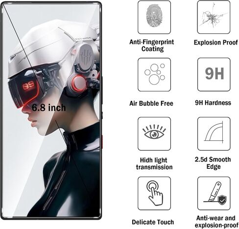2 Pack Tempered Glass for Red Magic 9S Pro/RedMagic 9S Pro/Red Magic 9 Pro/9 Pro+/Nubia Z60 Ultra Screen Protector,9H Hardness,Ultra Resistant,Anti-Fingerprints,No Bubbles for RedMagic 9 Pro in Saudi Arabia