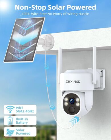 2.5K Outdoor Solar Wireless Security Camera System, 4-Camera Kit with 10" Monitor for Home Surveillance 360° View, 2.4/5GHz WiFi, Forever Power, 64GB Storage, No Subscription, No Monthly Fee in Saudi Arabia