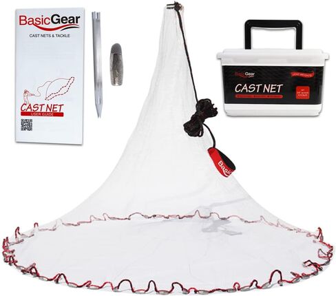 BasicGear Cast Net, Lead, 6ft Radius, 3/8 in Mesh, for Bait Fish in Saudi Arabia