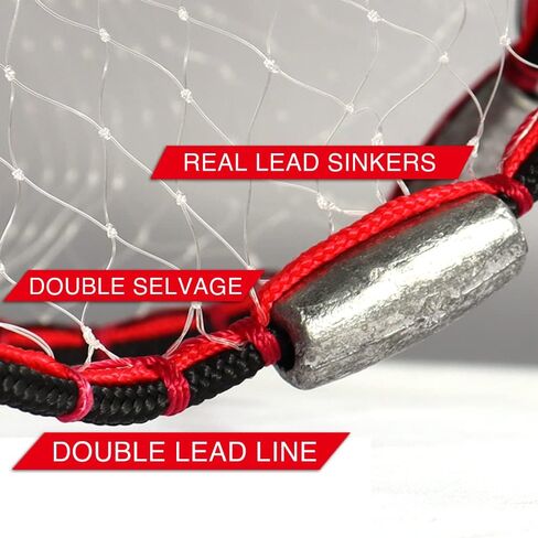 BasicGear Cast Net, Lead, 6ft Radius, 3/8 in Mesh, for Bait Fish in Saudi Arabia