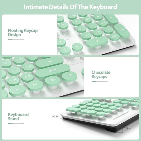 Typewriter Keyboard 104-key Punk Gaming Retro Keyboard LED White Backlit Cute Keyboard with Wired USB Suitable for PC/Win/Mac/Laptop Computer Keyboard（Green） in Kuwait