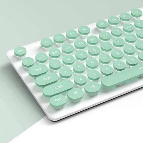 Typewriter Keyboard 104-key Punk Gaming Retro Keyboard LED White Backlit Cute Keyboard with Wired USB Suitable for PC/Win/Mac/Laptop Computer Keyboard（Green） in Kuwait