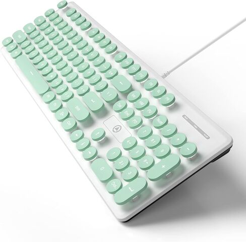 Typewriter Keyboard 104-key Punk Gaming Retro Keyboard LED White Backlit Cute Keyboard with Wired USB Suitable for PC/Win/Mac/Laptop Computer Keyboard（Green） in Kuwait