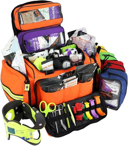 Lightning X Stocked X-Large Modular EMT Medic Trauma Bag w/Emergency Medical Fill Kit Supplies (Black) in Saudi Arabia