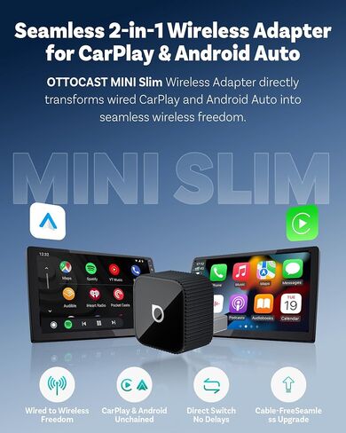 OTTOCAST 2026 Upgrade Mini Cube 3.0, 2-in-1 Wireless CarPlay & Android Auto Adapter, Plug & Play Dongle, Fast Auto-Reconnect, Dual-Band 5Ghz, for Cars with Wired CarPlay & Android Auto (USB Type-A) in Saudi Arabia