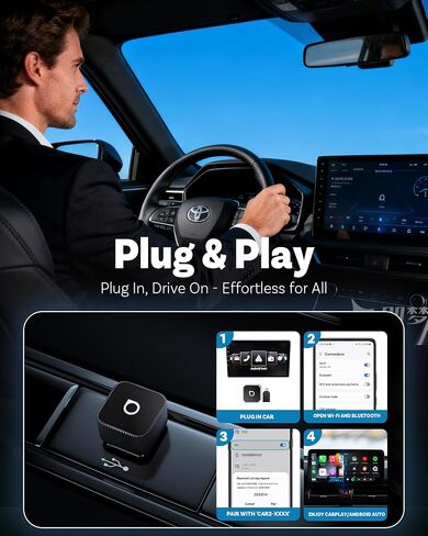 OTTOCAST 2026 Upgrade Mini Cube 3.0, 2-in-1 Wireless CarPlay & Android Auto Adapter, Plug & Play Dongle, Fast Auto-Reconnect, Dual-Band 5Ghz, for Cars with Wired CarPlay & Android Auto (USB Type-A) in Saudi Arabia