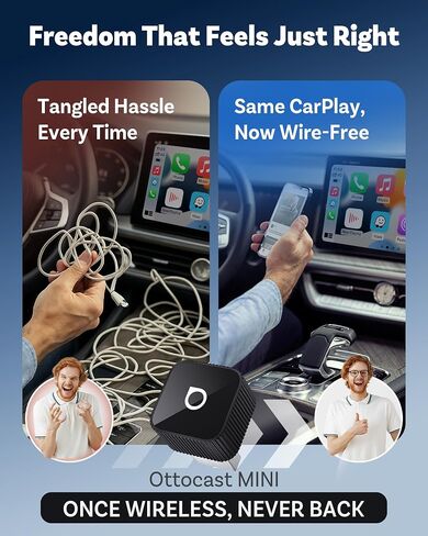 OTTOCAST 2026 Upgrade Mini Cube 3.0, 2-in-1 Wireless CarPlay & Android Auto Adapter, Plug & Play Dongle, Fast Auto-Reconnect, Dual-Band 5Ghz, for Cars with Wired CarPlay & Android Auto (USB Type-A) in Saudi Arabia