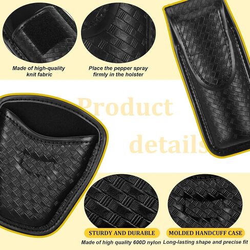 2 Pack Molded Basketweave Handcuff Pouch, Spray Holster for Pepper, Open Top Handcuff Case Top Flap Canister Holder for Duty Belt Hidden Snap Belt Loop for Police Security in Saudi Arabia
